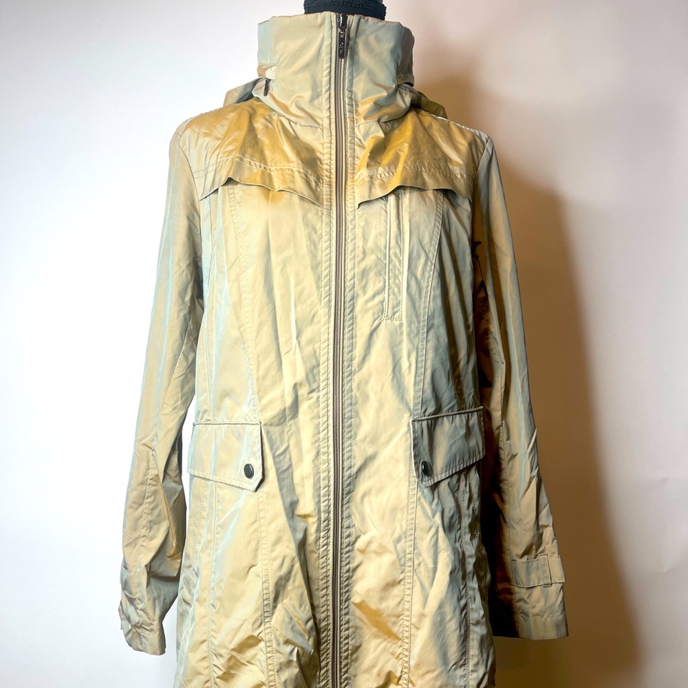 Cole Haan New York Tan Beige Rain Trench Coat Zip Up Women's Size M.